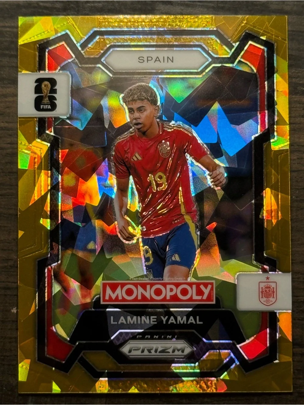 2026 Panini Prizm Monopoly Fifa World Cup - Lamine Yamal #41 Gold Cracked Ice...